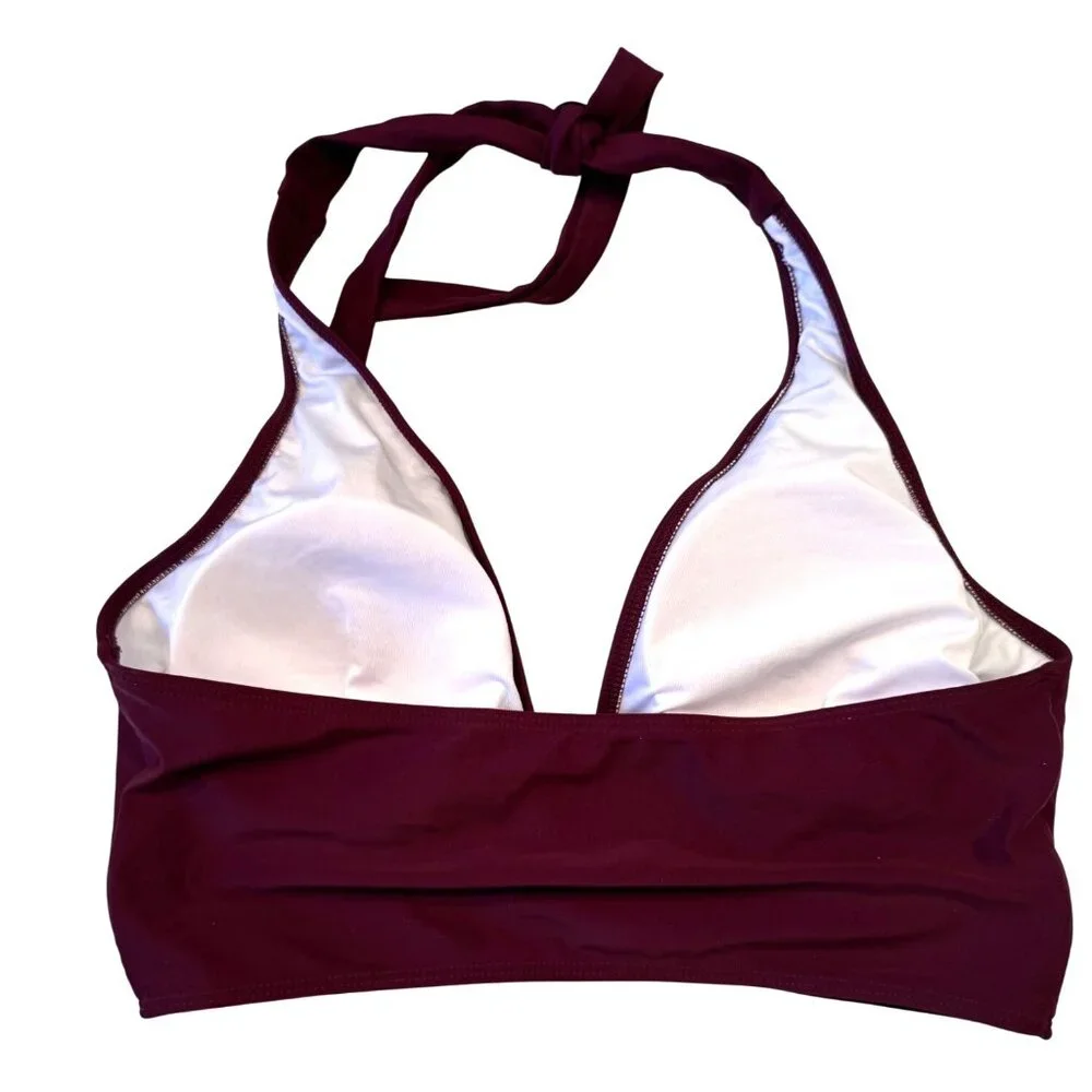 Cider 0XL Halter Swim Top NWT Burgundy Wine Padded